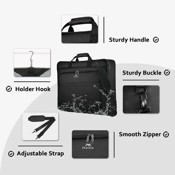 Garment Bag for Travel, Large Carry on Garment Bags with Strap for Business, Wat